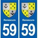 59 Renescure blason autocollant plaque stickers ville