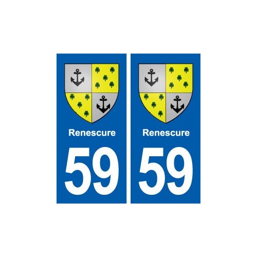 59 Renescure blason autocollant plaque stickers ville