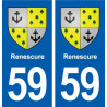 59 Renescure blason autocollant plaque stickers ville