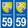 59 Renescure blason autocollant plaque stickers ville