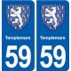 59 Templemars blason autocollant plaque stickers ville