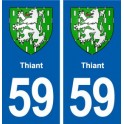 59 Thiant blason autocollant plaque stickers ville