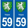 59 Thiant blason autocollant plaque stickers ville