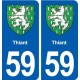 59 Thiant blason autocollant plaque stickers ville