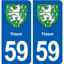 59 Thiant blason autocollant plaque stickers ville