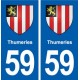 59 Thumeries blason autocollant plaque stickers ville