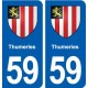 59 Thumeries blason autocollant plaque stickers ville