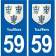 59 Toufflers blason autocollant plaque stickers ville
