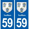 59 Toufflers blason autocollant plaque stickers ville