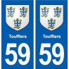 59 Toufflers blason autocollant plaque stickers ville