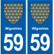 59 Wignehies blason autocollant plaque stickers ville
