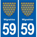 59 Wignehies blason autocollant plaque stickers ville