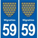 59 Wignehies blason autocollant plaque stickers ville