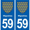 59 Wignehies blason autocollant plaque stickers ville