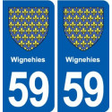 59 Wignehies blason autocollant plaque stickers ville