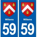 59 Willems blason autocollant plaque stickers ville