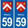 59 Willems blason autocollant plaque stickers ville