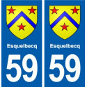 59 Esquelbecq  blason autocollant plaque stickers ville