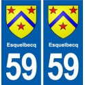 59 Esquelbecq  blason autocollant plaque stickers ville