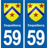 59 Esquelbecq  blason autocollant plaque stickers ville