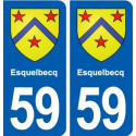 59 Esquelbecq  blason autocollant plaque stickers ville