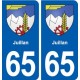 65 Juillan blason autocollant plaque stickers ville