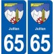 65 Juillan blason autocollant plaque stickers ville