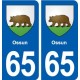65 Ossun blason autocollant plaque stickers ville