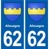 62 Allouagne blason autocollant plaque stickers ville