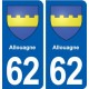 62 Allouagne blason autocollant plaque stickers ville