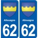 62 Allouagne blason autocollant plaque stickers ville