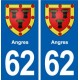 62 Angres blason autocollant plaque stickers ville
