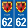 62 Angres blason autocollant plaque stickers ville