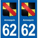 62 Annequin blason autocollant plaque stickers ville