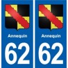 62 Annequin blason autocollant plaque stickers ville