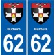 62 Burbure blason autocollant plaque stickers ville