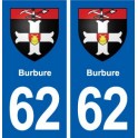 62 Burbure blason autocollant plaque stickers ville