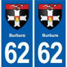 62 Burbure blason autocollant plaque stickers ville