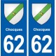 62 Chocques blason autocollant plaque stickers ville