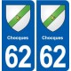 62 Chocques blason autocollant plaque stickers ville