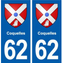 62 Coquelles blason autocollant plaque stickers ville