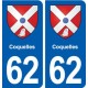 62 Coquelles blason autocollant plaque stickers ville
