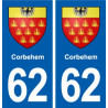 62 Corbehem blason autocollant plaque stickers ville