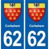 62 Corbehem blason autocollant plaque stickers ville