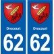 62 Drocourt blason autocollant plaque stickers ville