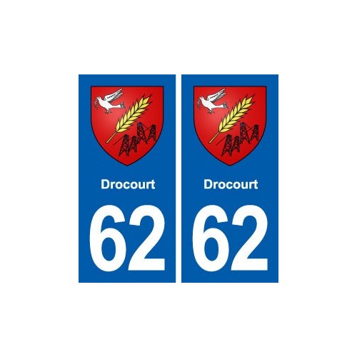 62 Drocourt blason autocollant plaque stickers ville