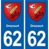 62 Drocourt blason autocollant plaque stickers ville