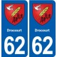 62 Drocourt blason autocollant plaque stickers ville
