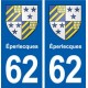 62 Éperlecques blason autocollant plaque stickers ville