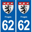 62 Fruges blason autocollant plaque stickers ville